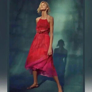 NWT Anthropologie Tracy Reese Cascade Dress Ombre Midi Halter Party